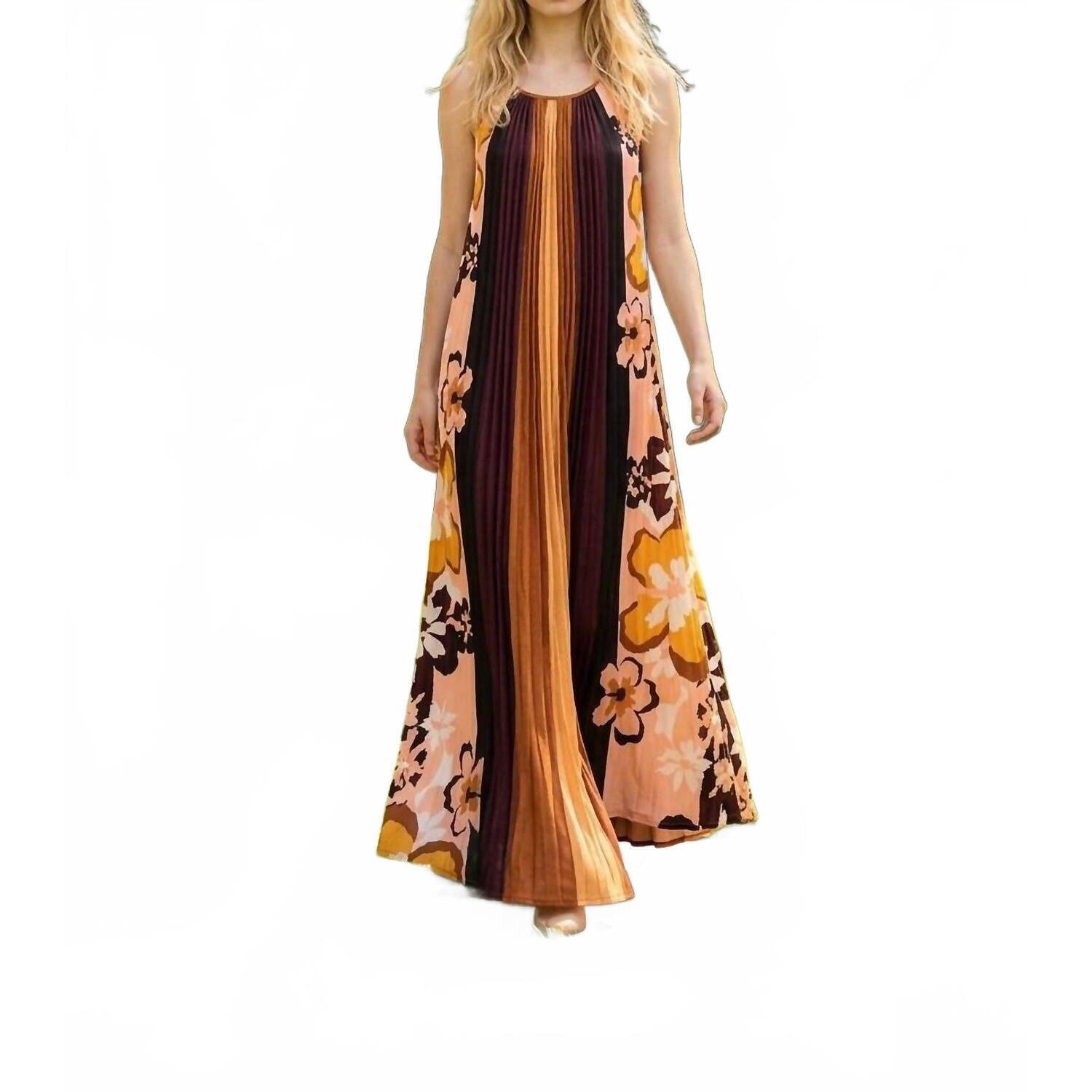 New Tribal Flowy Crinkle Sundress In Maroon